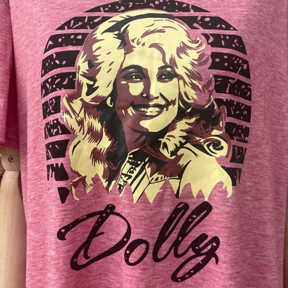 Pink Dolly Parton screen printed tee / XXL / New without tags - Picture 2 of 11